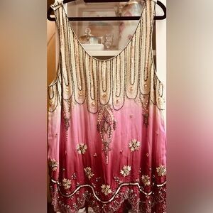 Luxury silk embroidered bohemian top
